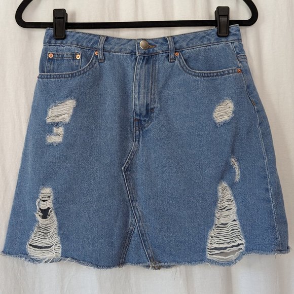 H&M Distressed Denim Midi Skirt Size 4 - Picture 7 of 14
